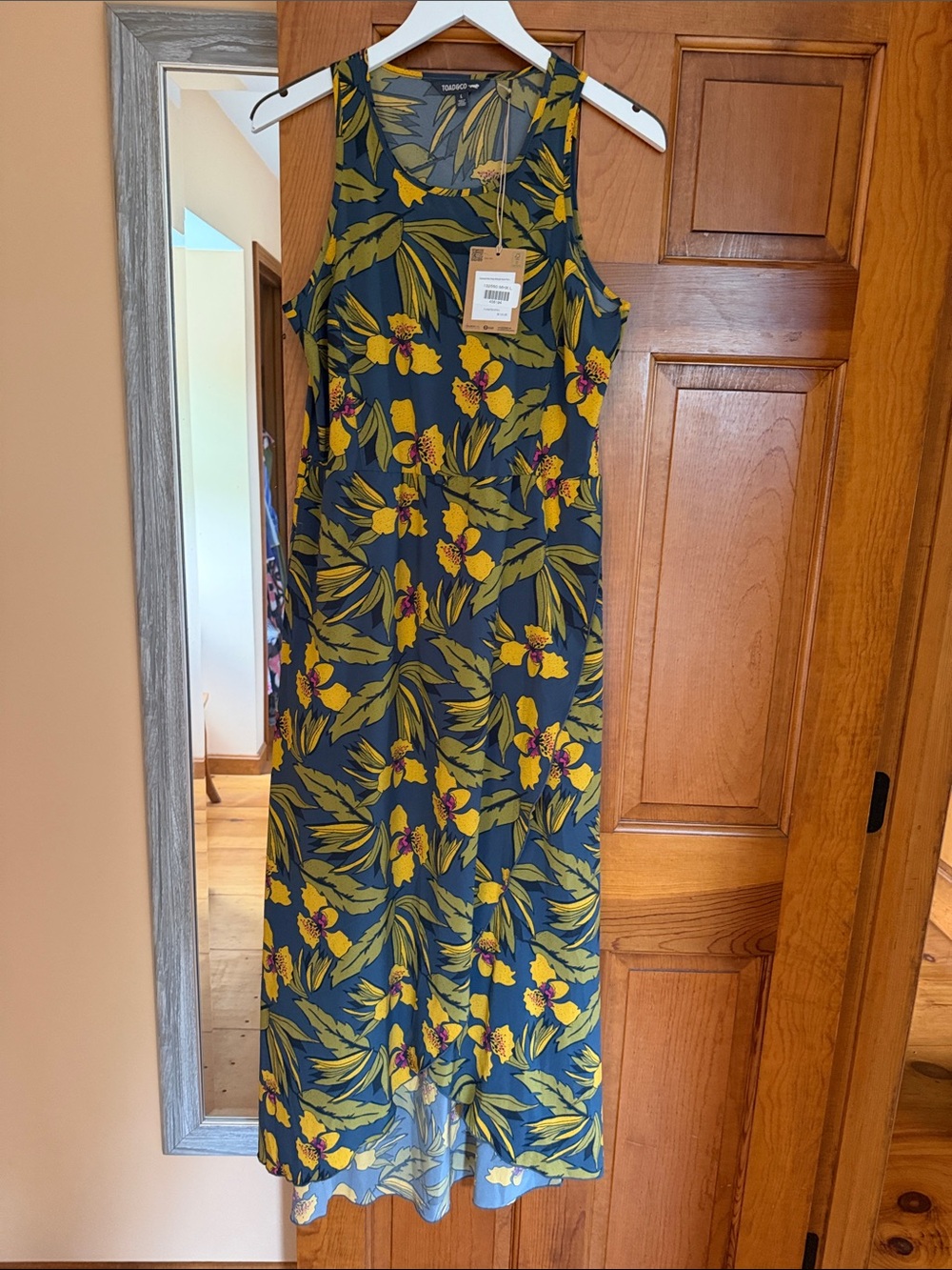 Toad&Co Green Floral Maxi Dress with Yellow Accents